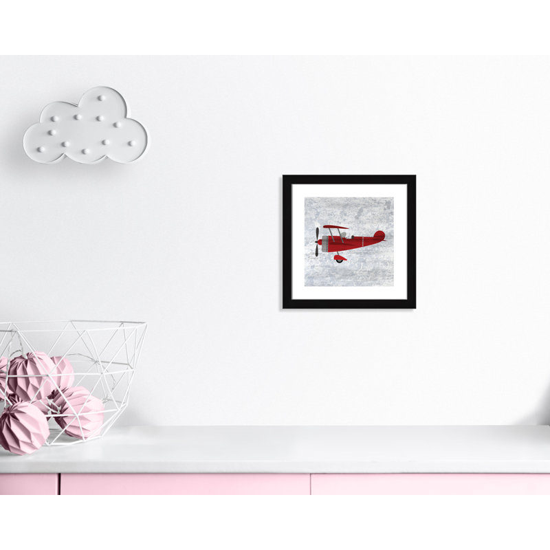 Red 2 Paper Print, Black Flat Framed, 16" H x 16" W x 0.6" D