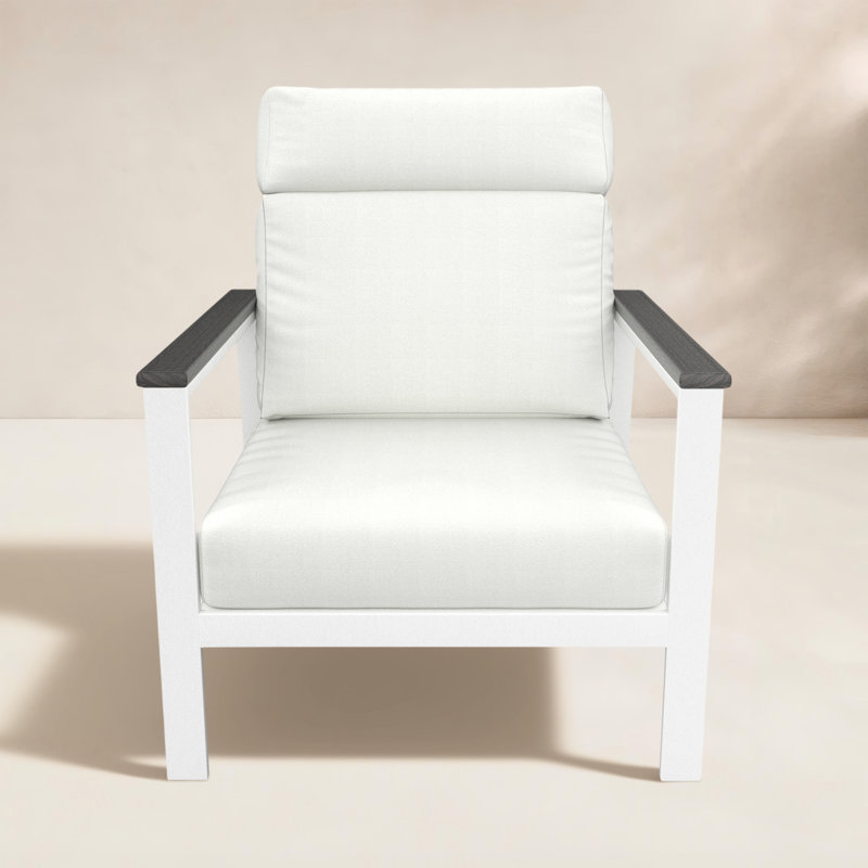 Townsend Metal Outdoor Lounge Club Chair With Sunbrella Cushion, Canvas White
