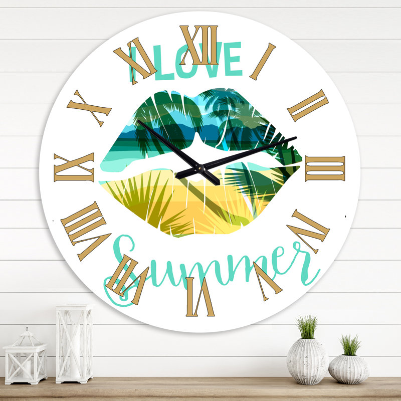 I Love Summer Tropical Beach - horloge murale moderne, Grand