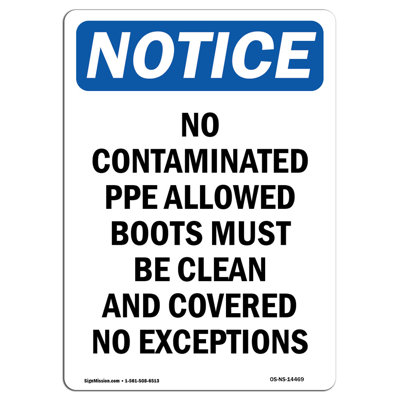 No Contaminated PPE Allowed Boots Sign