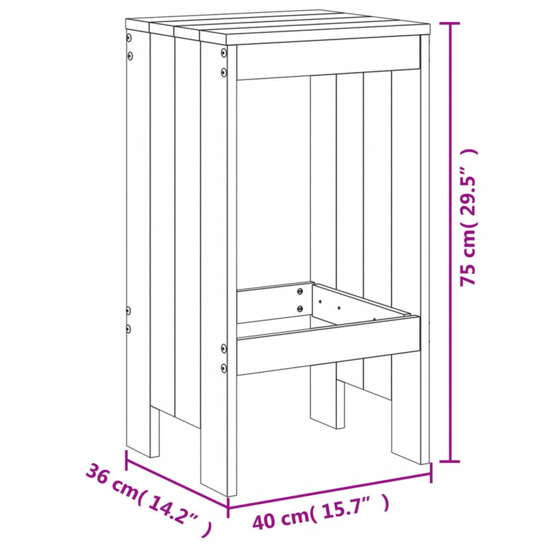 Niamora 17 Stories Bar Set with Wood Frame and Solid Wood Outer Material, Grey