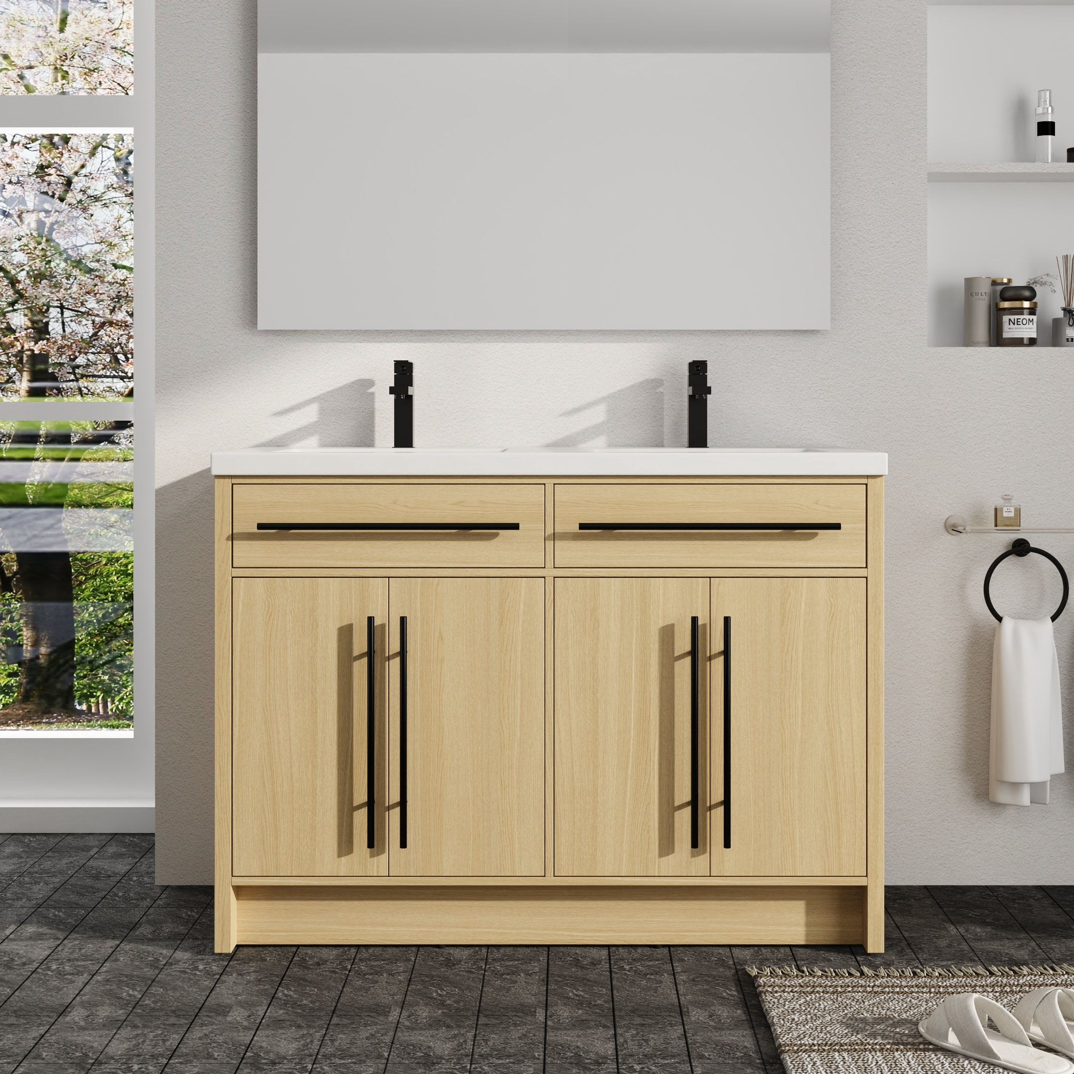 Latitude Run® 48'' Free standing Double Bathroom Vanity With Resin ...