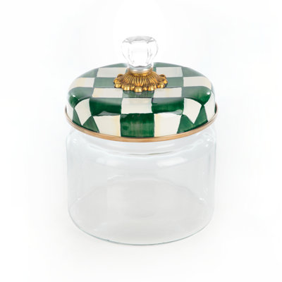 Emerald Check Glass/Stainless Steel/Brass/Steel Jar