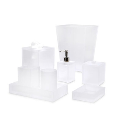 Mike + Ally Luxury Ice Frosted Snow Lucite Countertop Organizer Tray for Bathroom & Bedroom