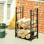 Support de rangement pour le bois de chauffage noir avec outils compacts