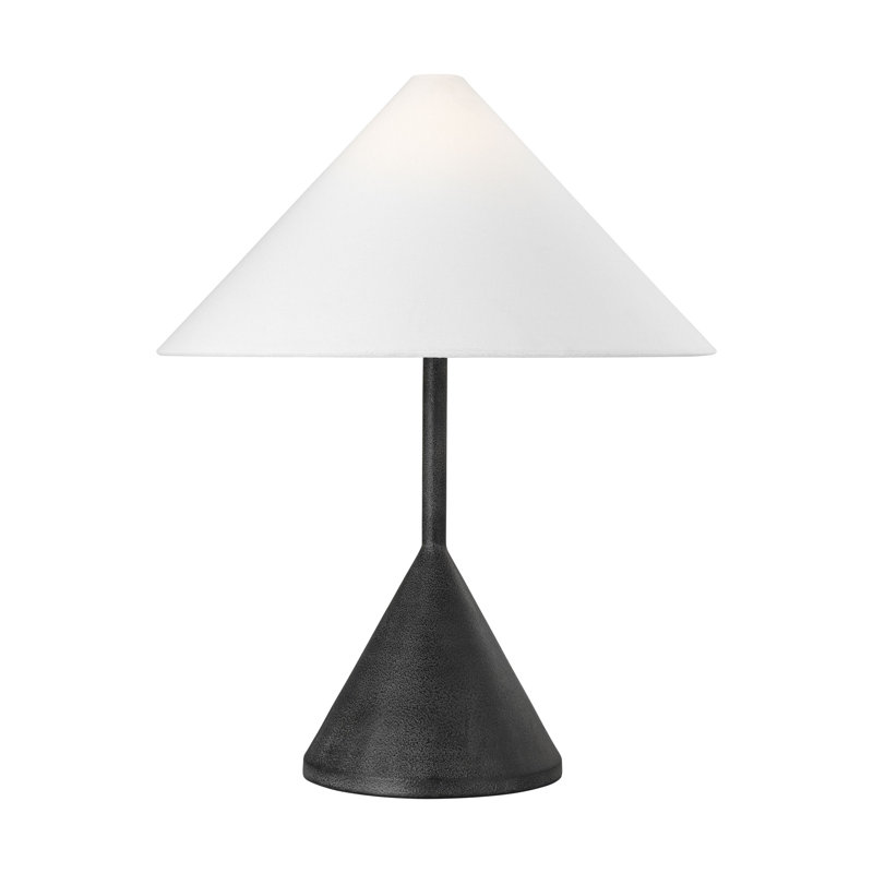 Kelly Wearstler Brachion 1 Light Bedroom Home Office Living Room Lamp With White Linen Shade, Black