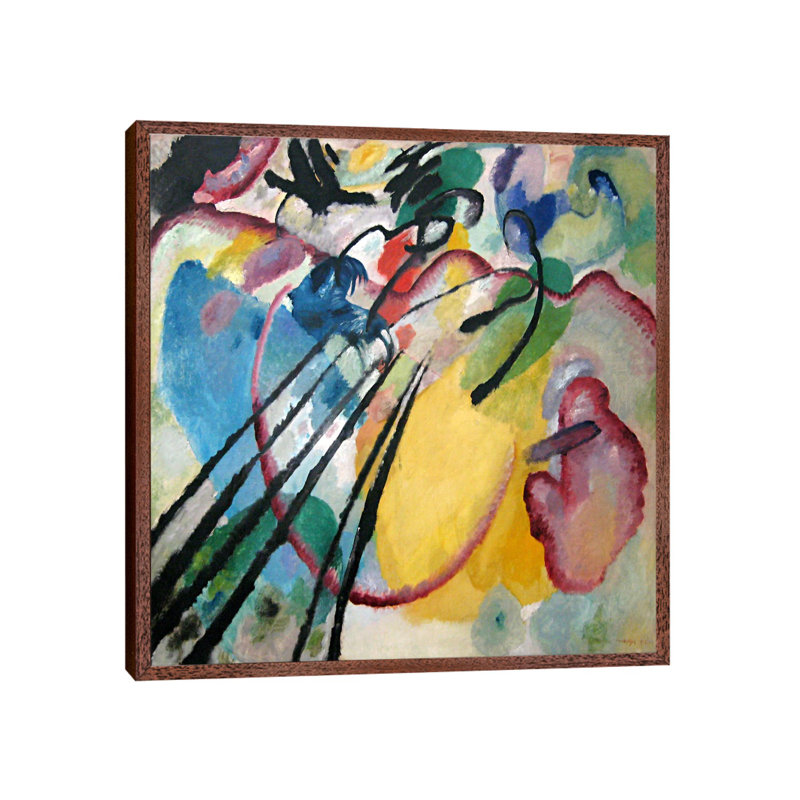 Improvisation 26 (Rowing) by Wassily Kandinsky - Painting on Canvas, Classic Brown Wood Framed Canvas