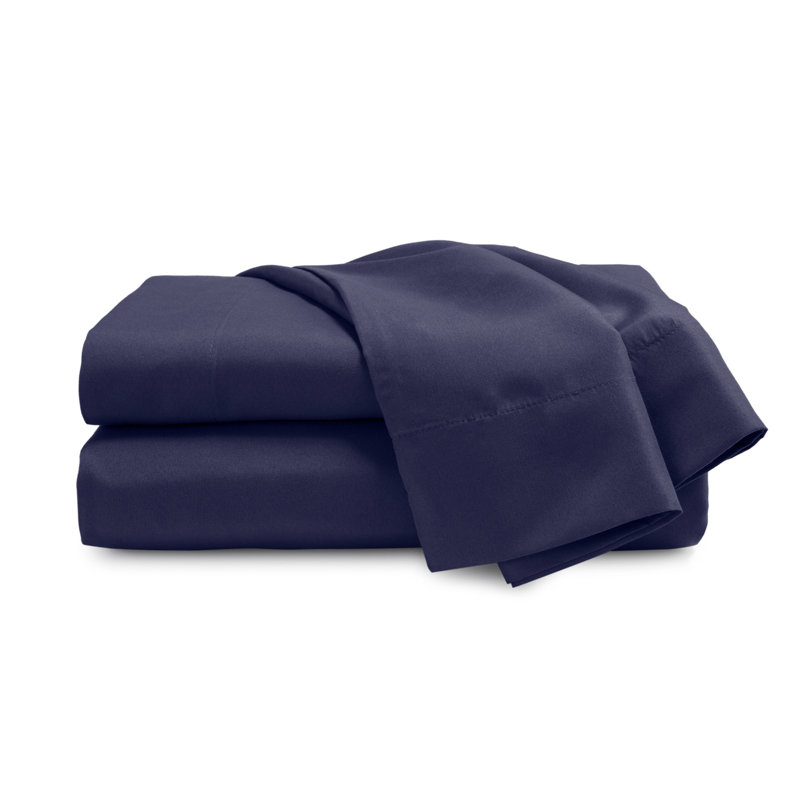 Martex Microfiber Bed Sheet Set, Brushed Microfiber, Super Soft,  Wrinkle Resistant, Twin, Navy, 3