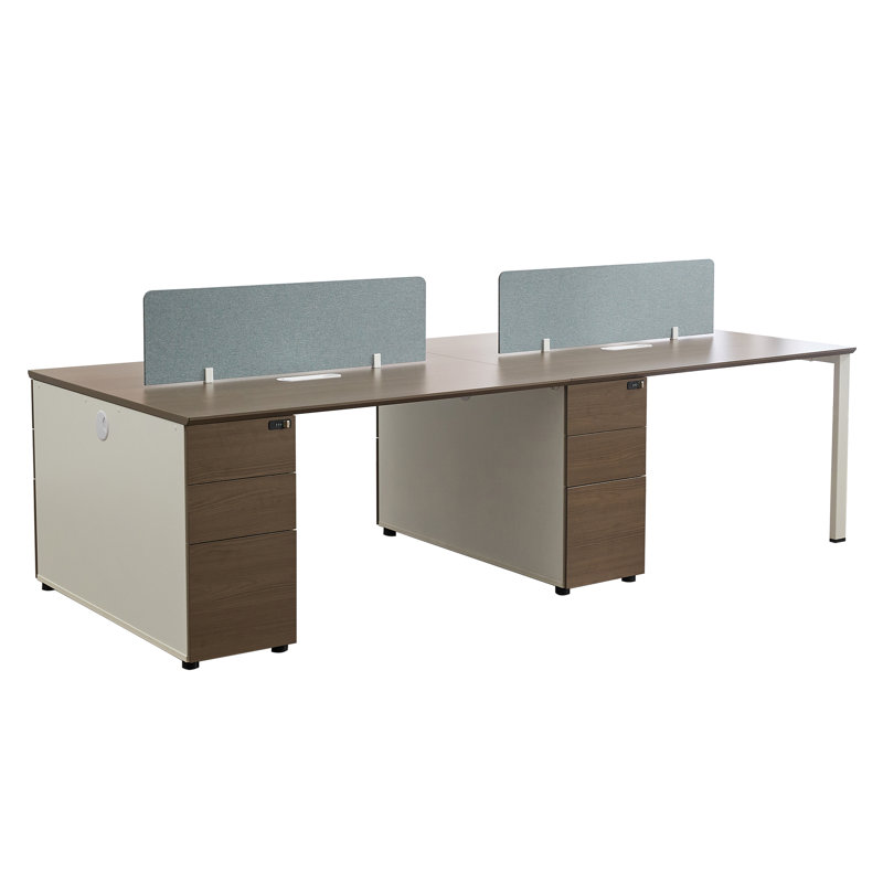 Poste de travail Okeysen pour 4 personnes, bureaux modulaires amovibles avec module d'alimentation et gestion des câbles