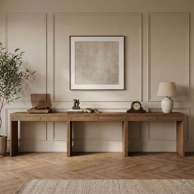 Feldmann Solid Wood And Oak Veneer Console Table / Desk