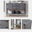 Console en bois massif avec 2 tiroirs, armoires et tablette inférieure-418475682