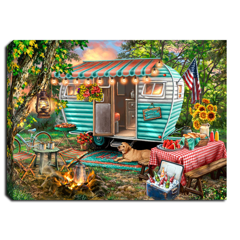 Home Sweet Home RV 8x6 Mini Lighted Easel Back Canvas