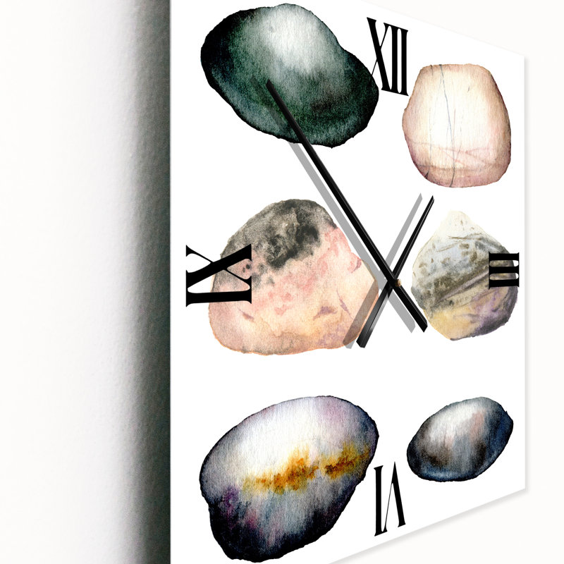 Horloge murale six pierres de mer abstraites, Grand