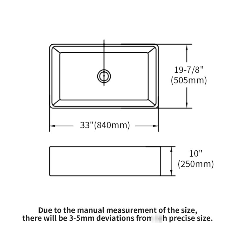 Évier 33 po en céramique - lavabo à tablier blanc pour la cuisine, très résistant à la chaleur et aux égratignures, teinture, facile à nettoyer, 33 po x 20 po x 10 po avec vibration sonore réduite