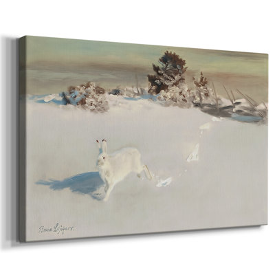 Winter Hare (Skogshare i vinterlandskap)-Bruno Liljefors-Gallery Wrapped Canvas-c. late 19th / early 20th Century