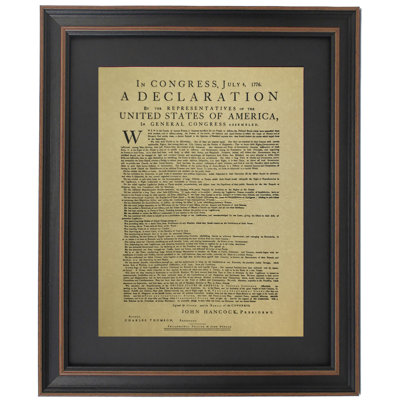 Dunlap Broadside - déclaration d'indépendance | Reproduction d'art textuel encadrée sur parchemin antique