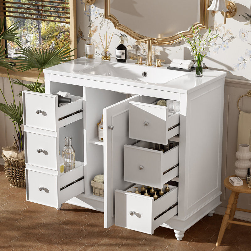 Ensemble de meuble-lavabo simple 36 po Debie, Blanc