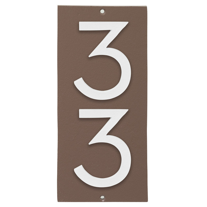 Plaque d'adresse murale flottante sur 1 ligne, Sable, Blanc, Oui