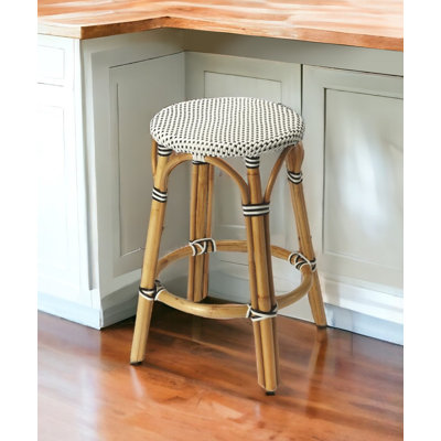 Charlotte Rattan Backless Bar Height Bar Chair
