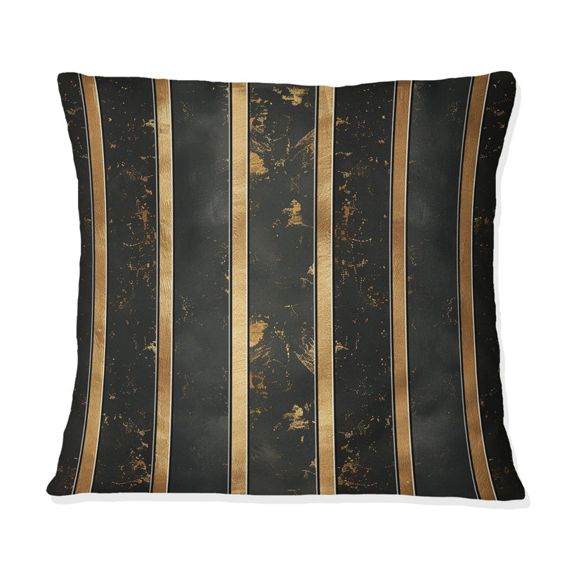 Coussin Glamoureux Pinstripe II - Glam, H 16 po x l 16 po, Brun / or