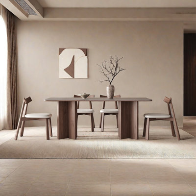 Retro light luxury rectangular dining table set