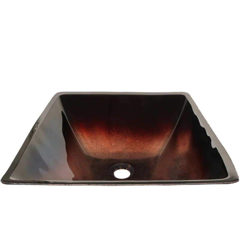 Novatto RAME 16.75 " 3.5 " Tall Glass Square Bathroom Sink