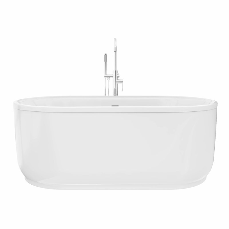 Baignoire autoportante en acrylique L 60-1 / 4 po x l 32-1 / 4 po. H 23-1 / 8 po. Encore, Chrome