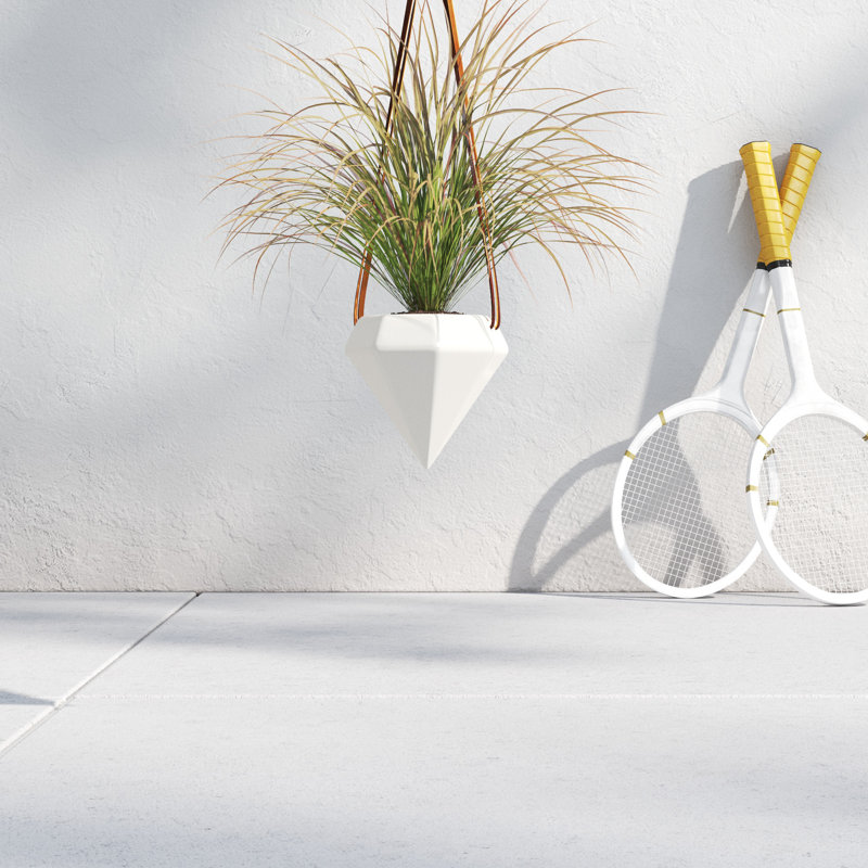 Guilford Ceramic Hanging Planter, Glossy White