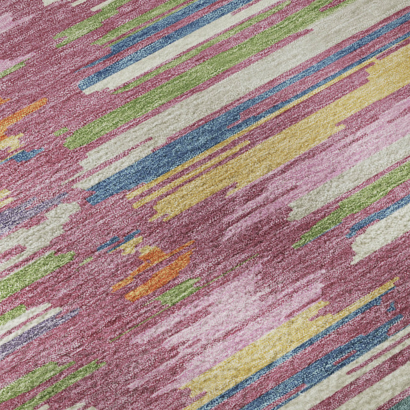 Tapis Prisco AMF2502 de style sud-ouest, lavable à la machine et de qualité supérieure, Rosé, 1 pi 8 po x 2 pi 6 po
