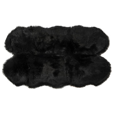 Tapis noir en fausse fourrure lavable Quad Pelt - 3 pi x 5 pi