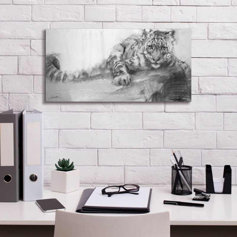 «Ahshanti Snow Leopard» par Robert Campbell - reproduction sur toile tendue, H 12 po x l 24 po x P 0,75 po