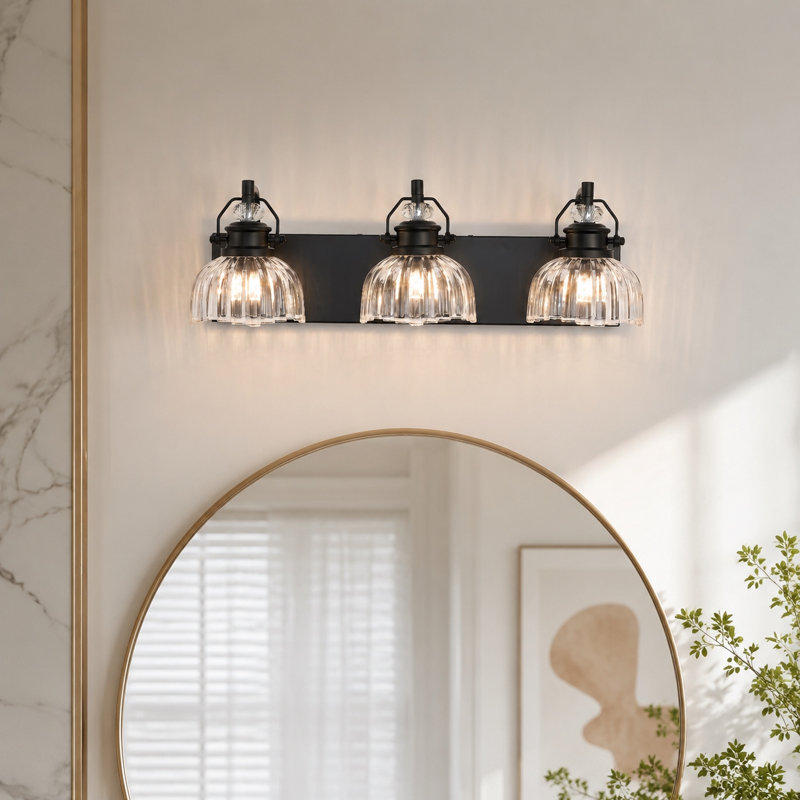 Éclairage pour meuble-lavabo rétro noir mat 22,8 pouces à 22 lumières, Noir mat