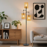 72'' Boho Style Tree-Shaped Rattan Floor Lamp