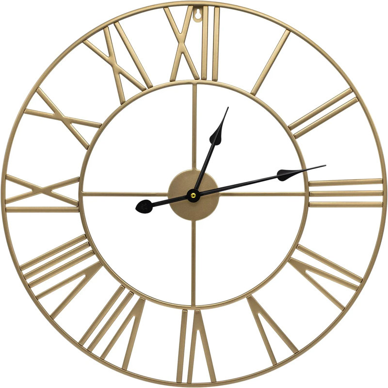 Sorbus 24" Metal Decorative Analog Round Wall Clock, Gold