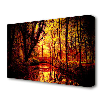 Park Bridge Autumn Landscape - Wrapped Canvas Print