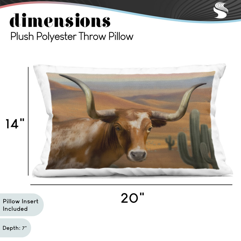 Coussin décoratif Longhorn Western Landscape