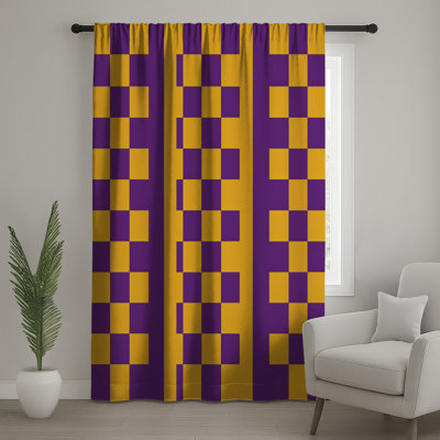 Rideaux de fenêtre à carreaux mauve et à damier - 1 panneau