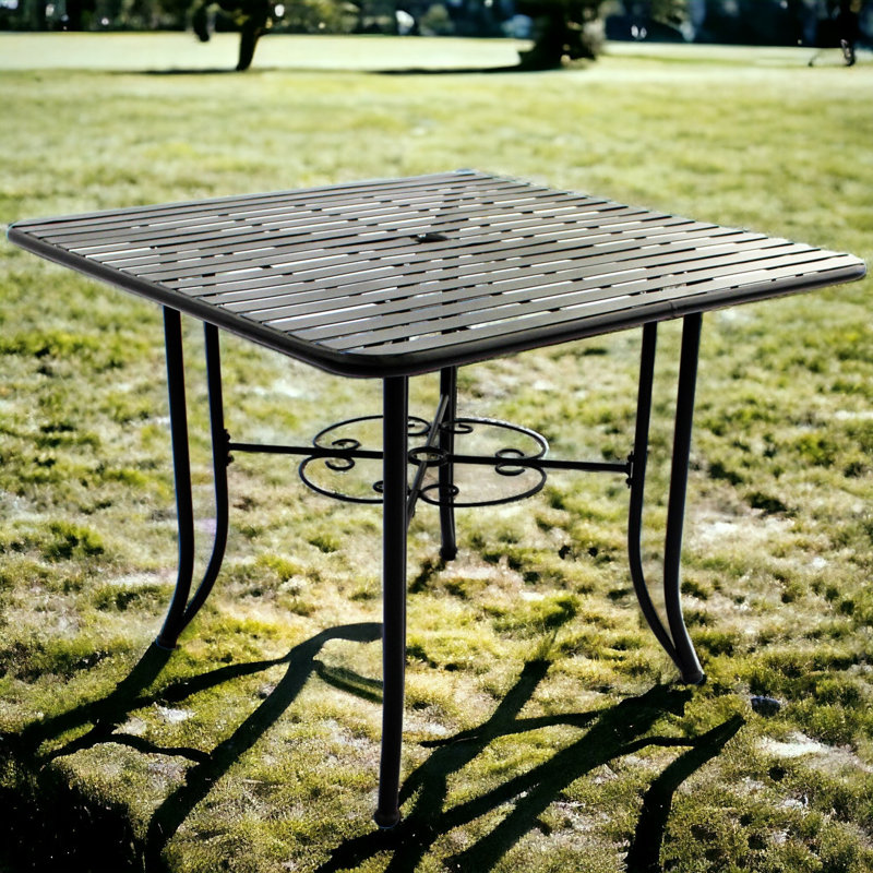 Ducor Square Metal Outdoor Dining Table With Umbrella Hole , 38.88'' in. W 38.88'' in. D