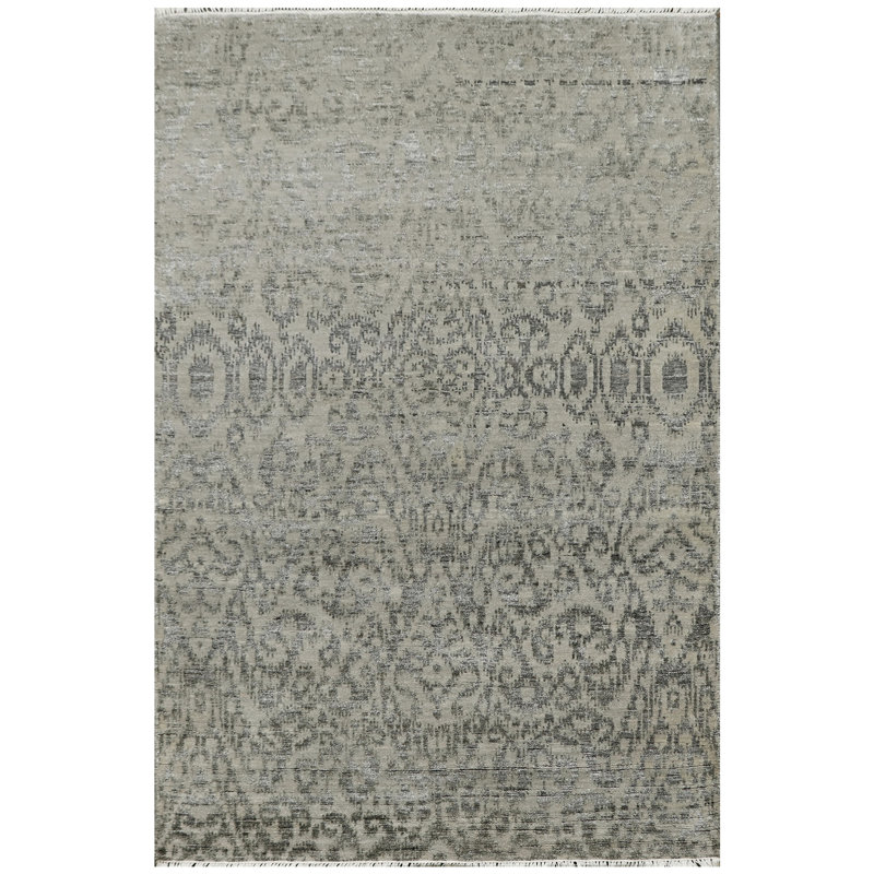 High-Quality Hand-Knotted Silver And Black Area Rug