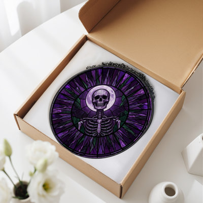 Panneau de vitrail 12 "H Skull Moon