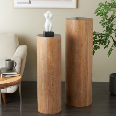 Cole And Grey Wood Handmade Pedestal Side End Accent Table