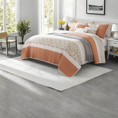 Farmhouse Chic Bedding Sets, Cotton Percale Coral Design, Ideal For Home