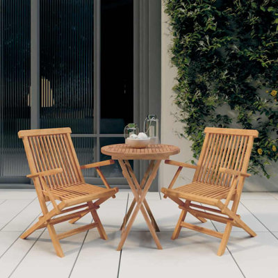 Mulak 2 - Person Teak Patio Dining Set with Round Table