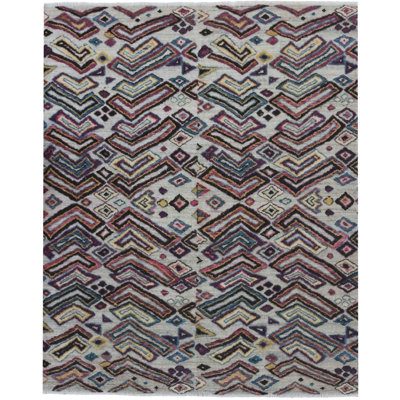 Rectangle 241 cm x 302 cm Geometric Hand Knotted Area Rug