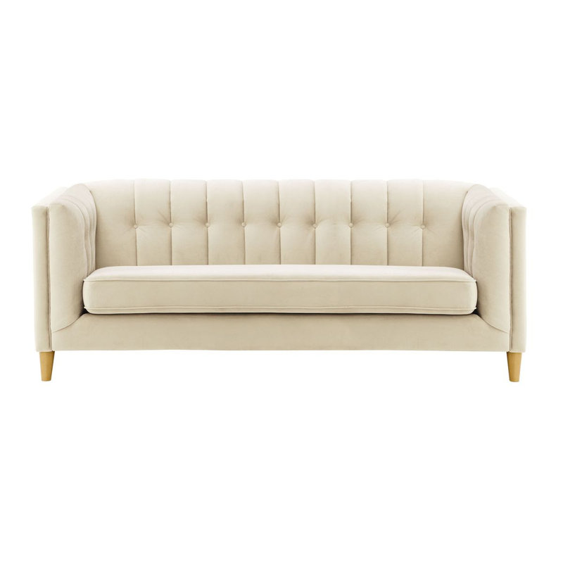 Odina 3 Seater Velvet Sofa, Light Beige