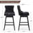 Swivel Bar Stools Set of 2, PU Leather Bar Chairs with Button Tufted Front and Ring Pull Back, 30" Bar Height Stools with Solid Wood Legs for Kitchen Island or Bar, Black-1148544728