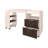 Loris Extendable Desk with Two Drawers, Open Shelves, and Sliding Mechanism