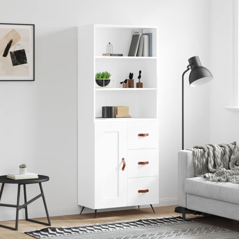 Glausen 69.5cm Wide 3 Drawer Highboard, White