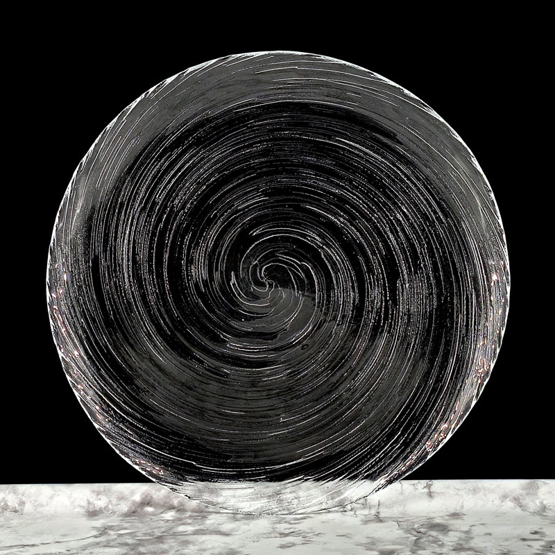 Handcrafted Clear Glass Vortex Design Dinner Plate Set
