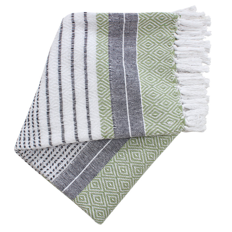 Hand Woven Throw Blanket, Green